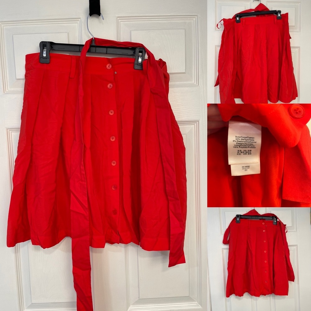 Silk Button Front Mini Skirt